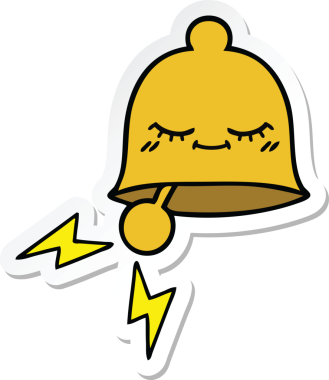 Bir insan tarafından çizilmiş sevimli bir karikatür zili çıkartması.