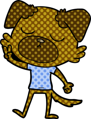 Bir insan tarafından çizilmiş şirin bir çizgi film köpeği.