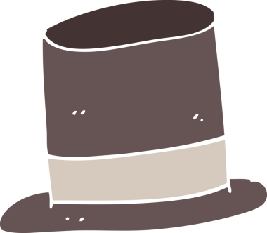 Bir insan tarafından çizilmiş silindir şapkanın düz renk çizimi