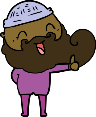 Bir insan tarafından çizilmiş mutlu sakallı adam.