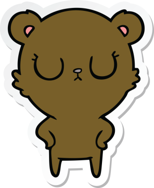 Bir insan tarafından çizilmiş barışçıl bir çizgi film ayısının çıkartması.