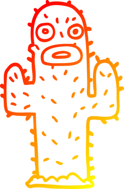 Bir insan tarafından çizilmiş bir kaktüsün sıcak çizgi çizimi