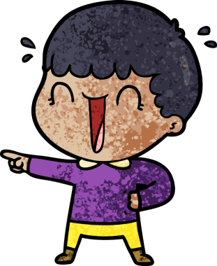 Bir insan tarafından çizilmiş, gülen çizgi film adamı.