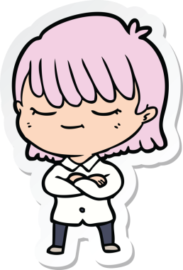 Bir insan tarafından çizilmiş bir karikatür kadının çıkartması.