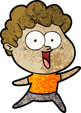 Bir insan tarafından çizilmiş heyecanlı bir adam karikatürü