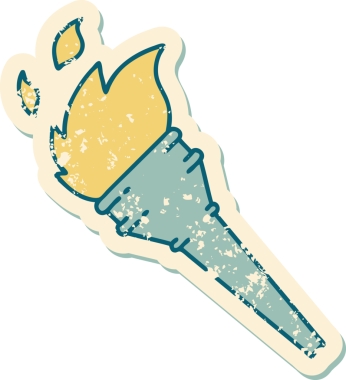 Bir insan tarafından çizilmiş yanan bir meşalenin sembolik dövmeli görüntüsü