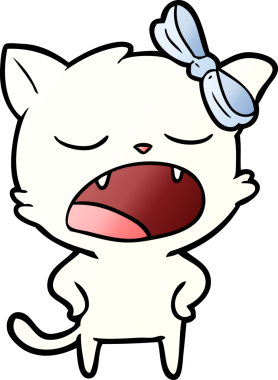 Bir insan tarafından çizilmiş esneyen kedi çizgi filmi.