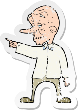 Bir insan tarafından çizilmiş yaşlı bir adamın karikatür yapıştırması.