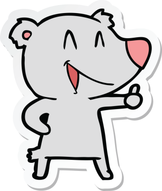 Bir insan tarafından çizilmiş, gülen ayı çizgi filminin çıkartması.