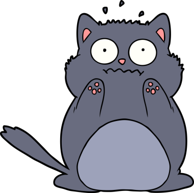 Bir insan tarafından çizilmiş endişeli bir kedi.