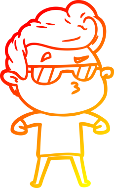 Bir insan tarafından çizilen karikatür karikatürünün sıcak çizgi çizimi.