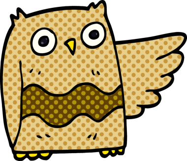 Bir insan tarafından çizilmiş sevimli baykuş.