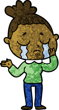 Bir insan tarafından çizilmiş ağlayan kadın çizgi filmi.