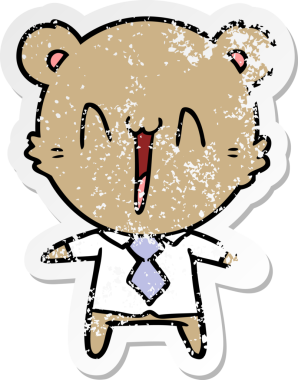 Bir insan tarafından çizilmiş mutlu ayı karikatürünün sıkıntılı çıkartması.