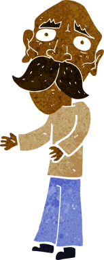 Bir insan tarafından çizilmiş yalnız yaşlı adam çizgi filmi.