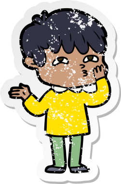 Bir insan tarafından çizilmiş karikatür adamın sıkıntılı çıkartması.