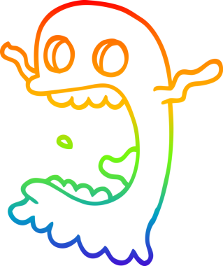 Gökkuşağı gradyanı çizimi bir insan tarafından çizilmiş ürkütücü bir çizgi film.