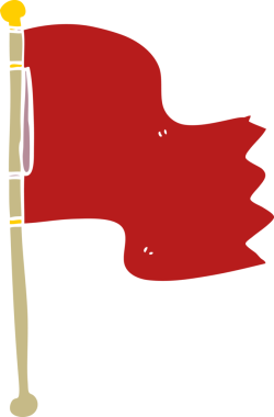 Bir insan tarafından çizilmiş kırmızı bayrak.