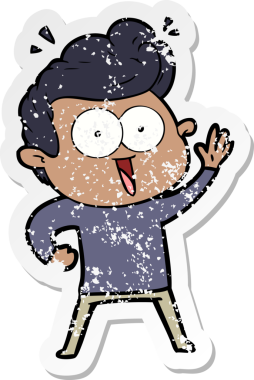 Bir insan tarafından çizilmiş, kederli bir çizgi film çıkartması.