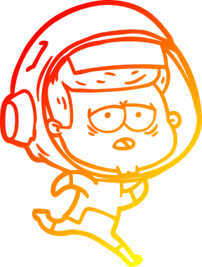Bir insan tarafından çizilmiş, karikatür, yorgun astronot çizimi.