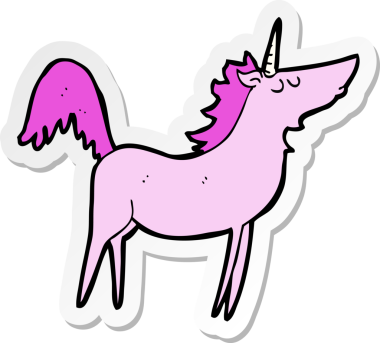 Bir insan tarafından çizilmiş tek boynuzlu atın çıkartması.