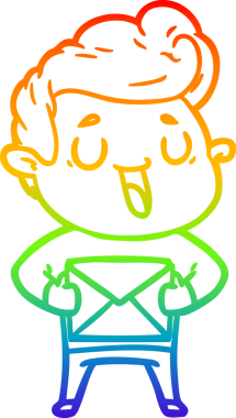 gökkuşağı gradyanı çizimi bir insan tarafından çizilmiş mutlu bir çizgi film adamı