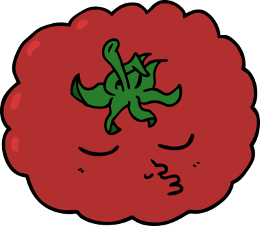 Bir insan tarafından çizilmiş domates çizgi filmi.