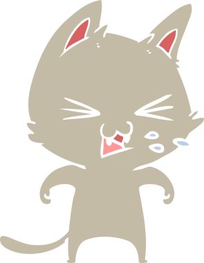 Bir insan tarafından çizilmiş düz renkli çizgi film kedisi.