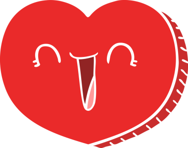 Bir insan tarafından çizilmiş düz renk çizgi film aşk kalbi.