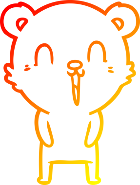 Bir insan tarafından çizilmiş mutlu çizgi film ayısının sıcak çizgi çizimi