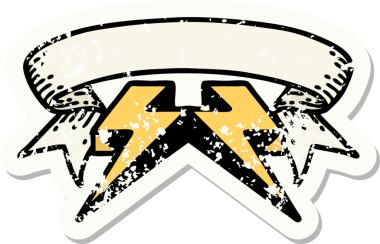 Bir insan tarafından çizilmiş yıldırımlı eski bir etiket