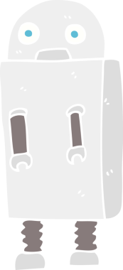 Bir insan tarafından çizilmiş robotun düz renk çizimi