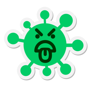 Bir insan tarafından çizilmiş kızgın virüs etiketi.