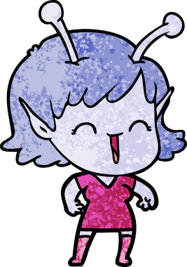 Bir insan tarafından çizilmiş uzaylı kız.