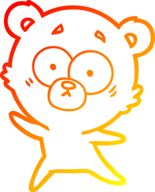 Bir insan tarafından çizilen kaygılı ayı karikatürünün sıcak çizgi çizimi