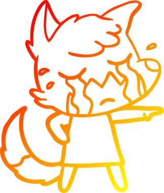 Bir insan tarafından çizilmiş ağlayan tilki çizgi filmi.