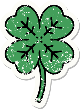 Bir insan tarafından çizilmiş 4 yapraklı yonca dövmesi.