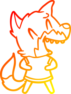 Bir insan tarafından çizilmiş gülen tilki çizgi filmi.