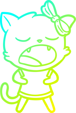 Bir insan tarafından çizilen esneyen bir çizgi filmin soğuk gradyan çizimi