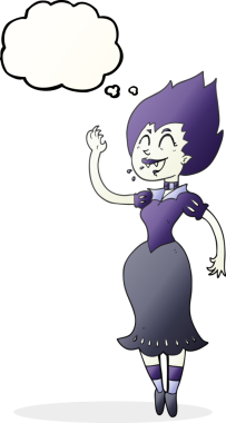 Bir insan tarafından çizilmiş serbest çizim baloncuk vampir kız.