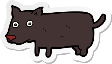 Bir insan tarafından çizilmiş küçük bir köpeğin çıkartması.