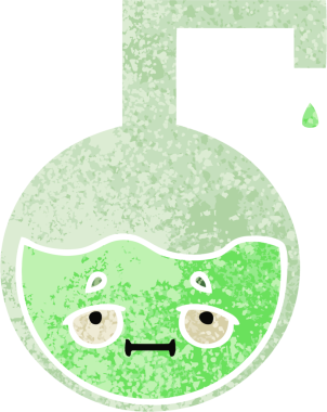 Bir insan tarafından çizilmiş bilimsel bir deneyin retro çizim tarzı karikatürü