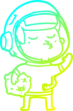 Bir insan tarafından çizilmiş kendinden emin bir astronotun soğuk çizgi çizimi.