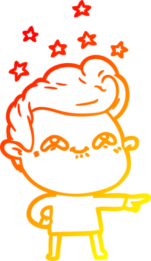 Bir insan tarafından çizilmiş, heyecanlı bir çizgi film çizimi.