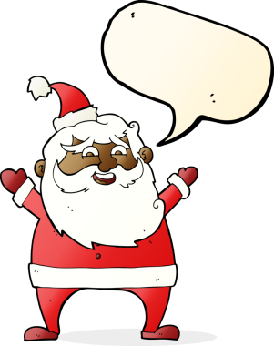 Bir insan tarafından çizilmiş neşeli Noel Baba çizgi filmi.