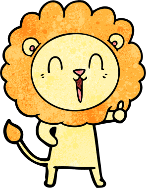 Bir insan tarafından çizilmiş gülen aslan çizgi filmi.