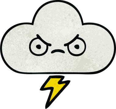 Bir insan tarafından çizilmiş bir gök gürültüsü bulutunun retro grunge desen çizimi