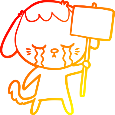 Bir insan tarafından çizilmiş, ağlayan bir köpeğin çizgi film çizimi.