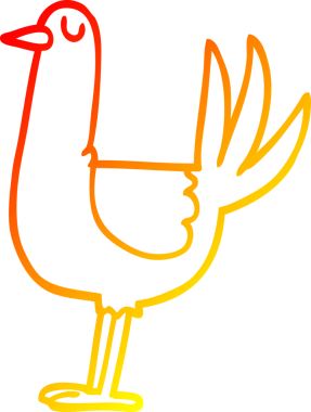 Bir insan tarafından çizilmiş karikatür uzunluğundaki bir kuşun sıcak çizgi çizimi