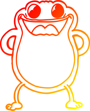 Bir insan tarafından çizilmiş bir kurbağanın sıcak çizgi çizimi